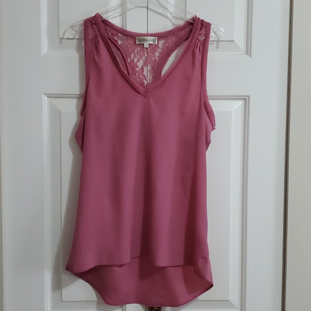 New Temperance by Bootlegger Pink Lace Tank Top xs